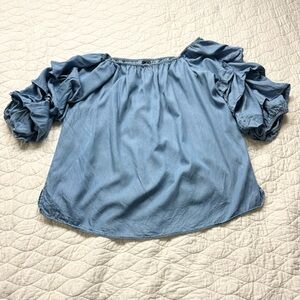 Miss Lili Prairie Boho Cottagecore Peasant Puff Balloon Sleeve Layered Top Sz 3X